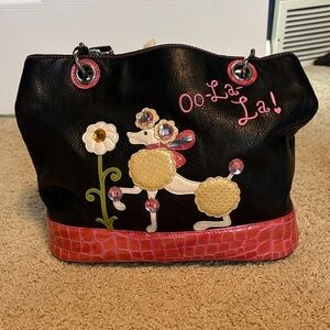 Brighton Black & Pink Poodle Tote Bag